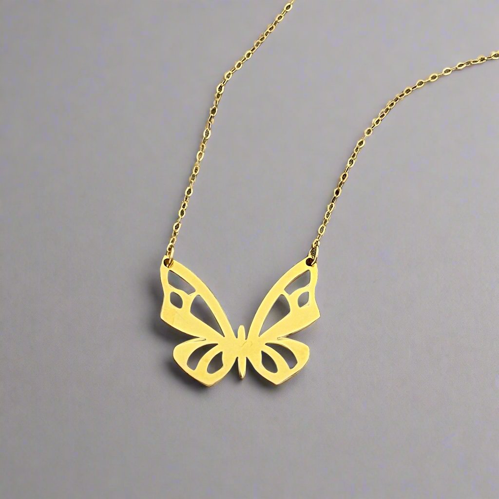 Sterling Silver Butterfly Necklace, Gold plated On Silver