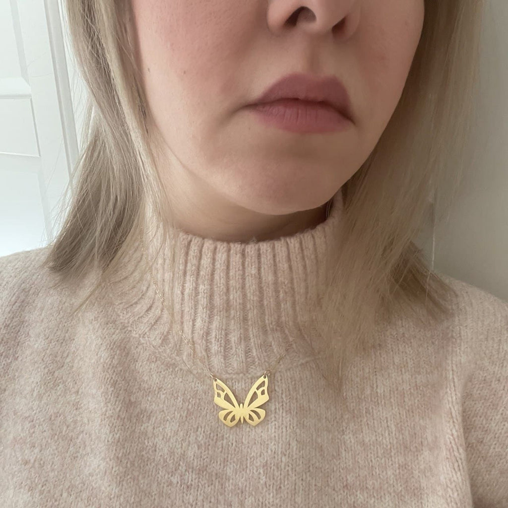Sterling Silver Butterfly Necklace, Gold plated On Silver