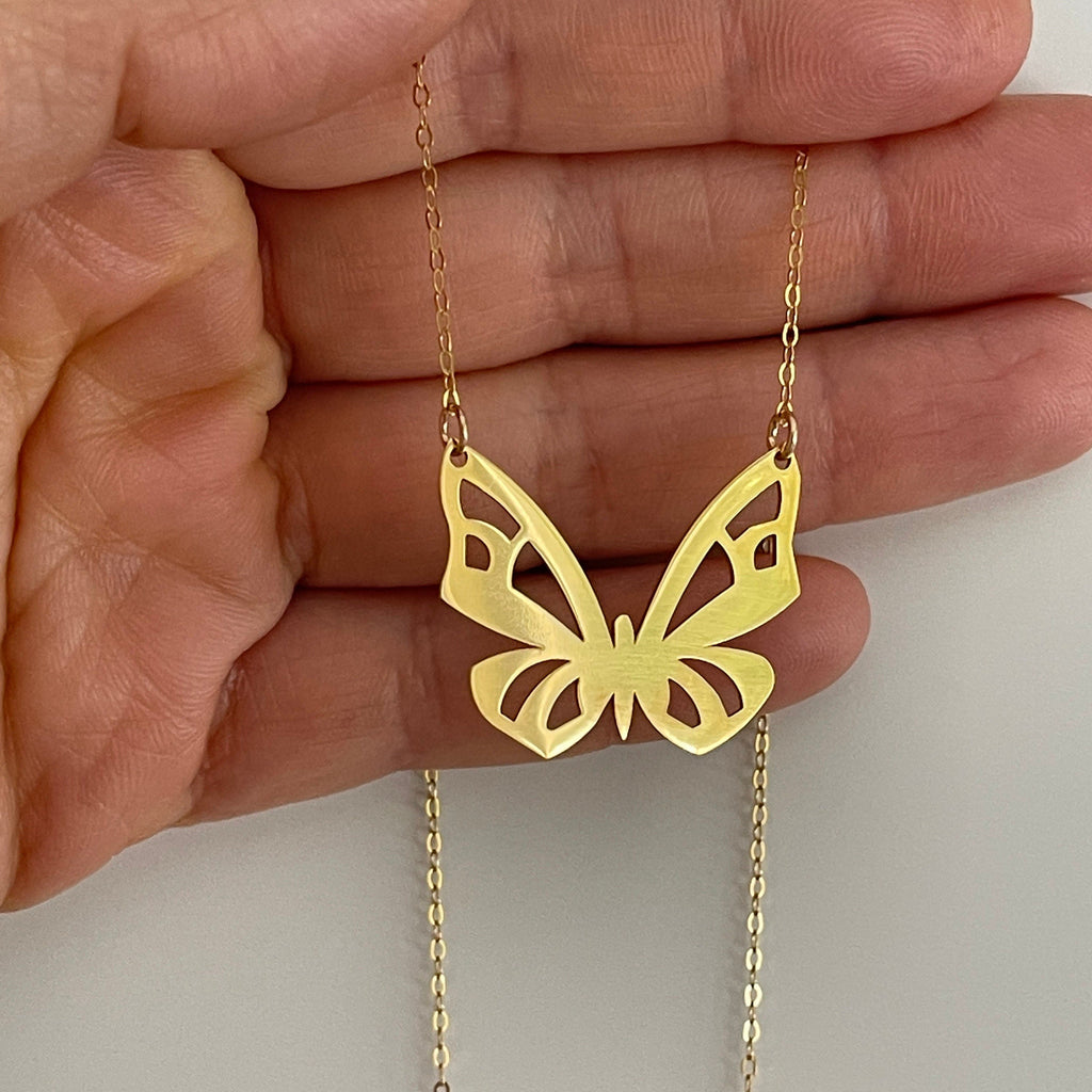 Sterling Silver Butterfly Necklace, Gold plated On Silver