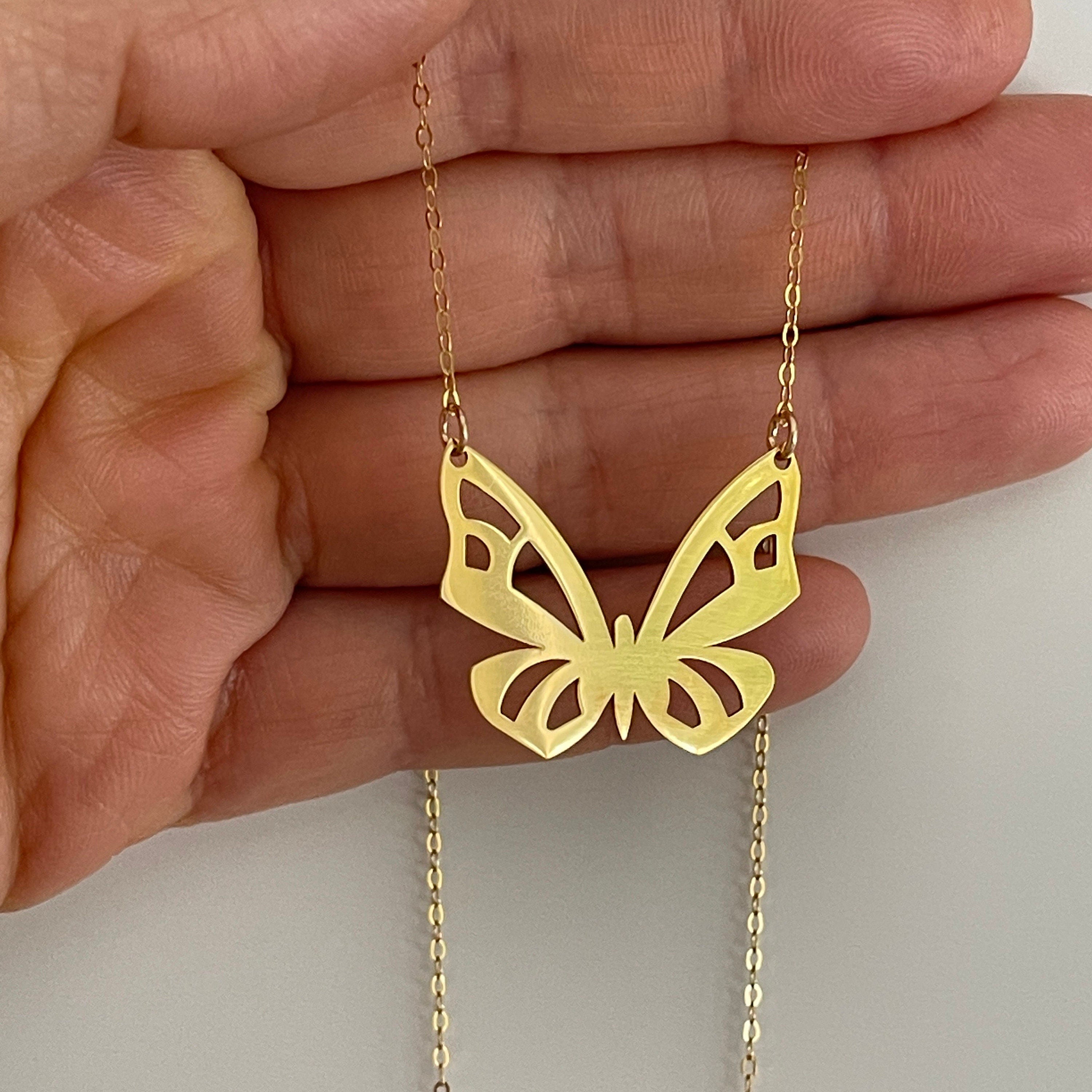 gold plated silver butterfly necklace