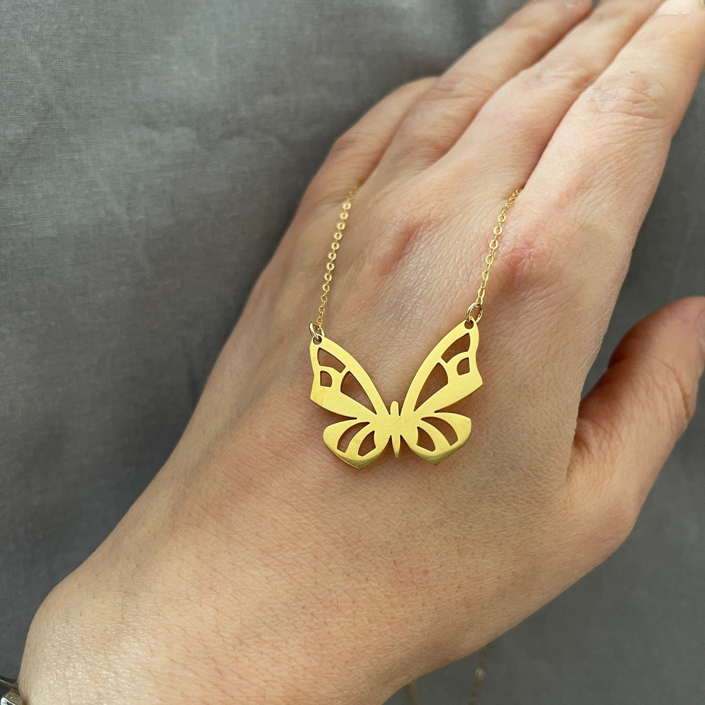 Sterling Silver Butterfly Necklace, Gold plated On Silver