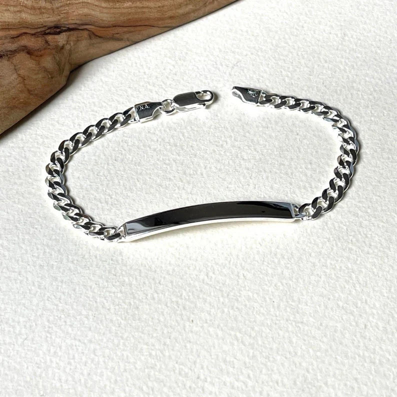 Sterling silver Id bracelet for women and men, Engravable ID bracelet - KIA Jewelry Bracelets Toronto