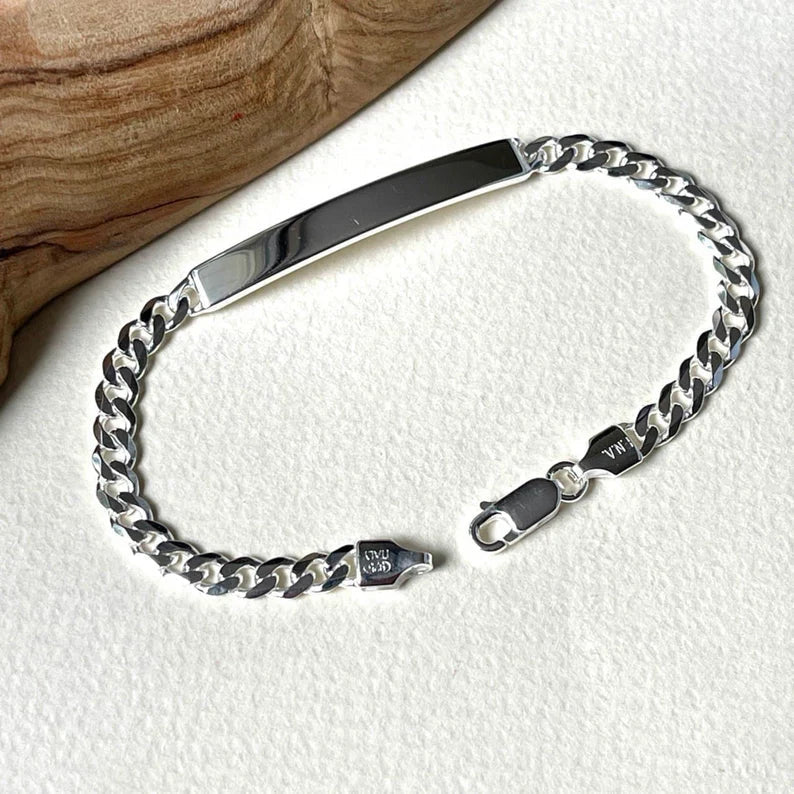 Sterling silver Id bracelet for women and men, Engravable ID bracelet - KIA Jewelry Bracelets Toronto
