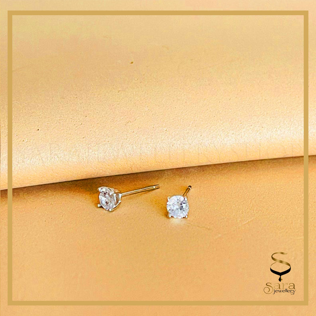 Tiny Diamond Stud Earrings| CZ Diamond Stud Earrings| Dainty Diamond Stud Earrings| Sterling Silver Stud earrings| 925 Silver Stud earrings - KIA Jewelry Earrings Toronto