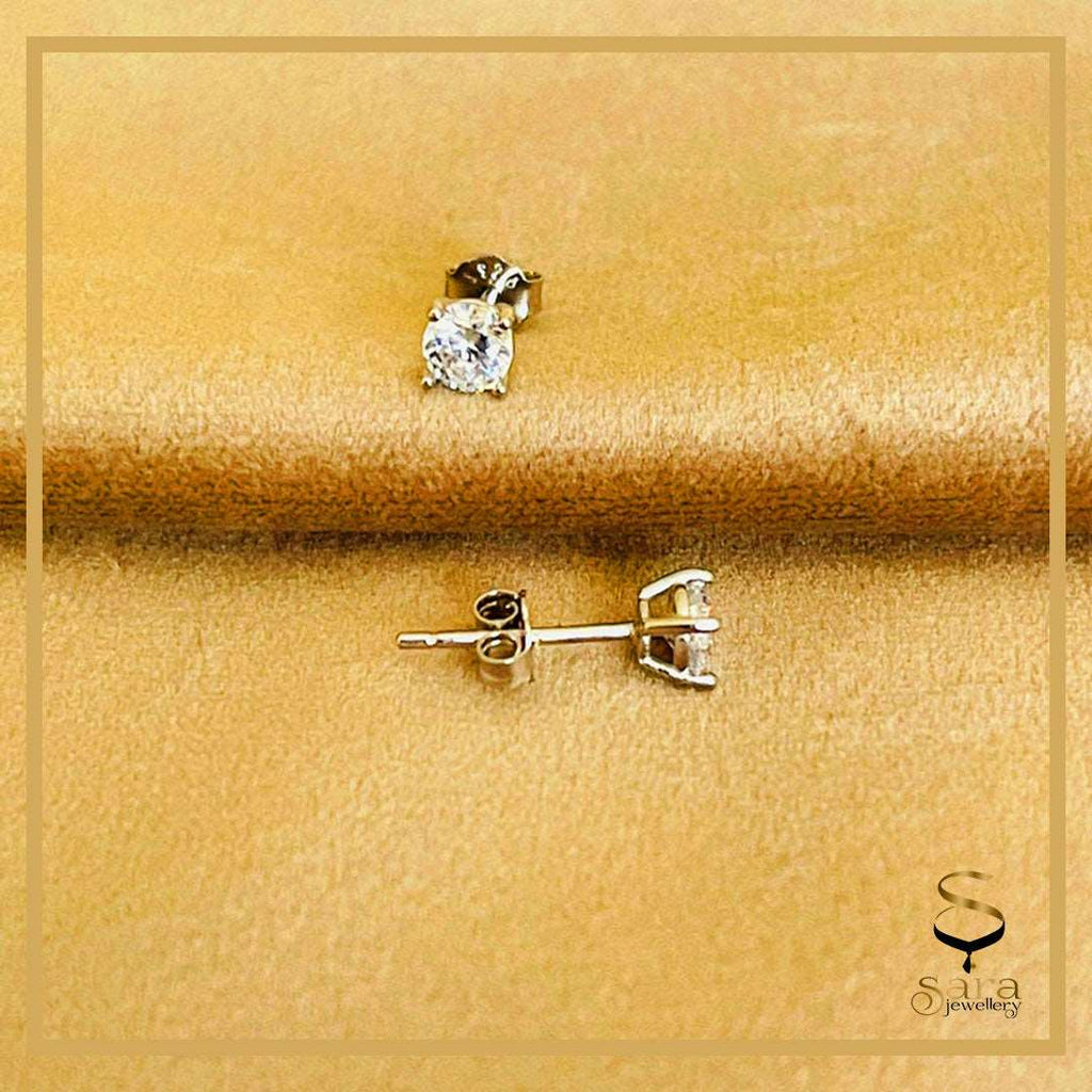 Tiny Diamond Stud Earrings| CZ Diamond Stud Earrings| Dainty Diamond Stud Earrings| Sterling Silver Stud earrings| 925 Silver Stud earrings