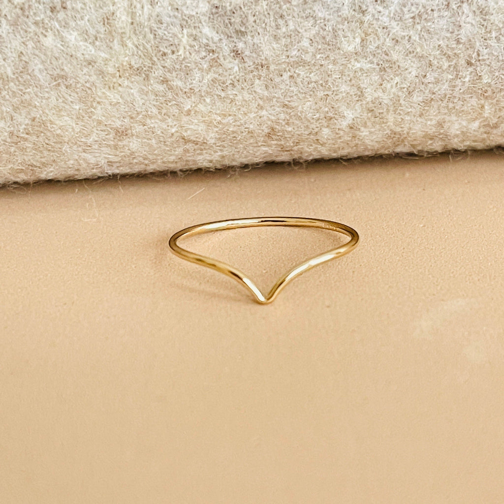 V shaped stacking ring in 14k gold filled