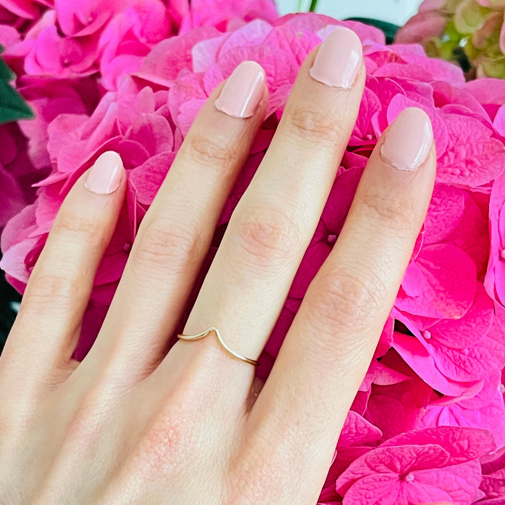 V shaped stacking ring in 14k gold filled