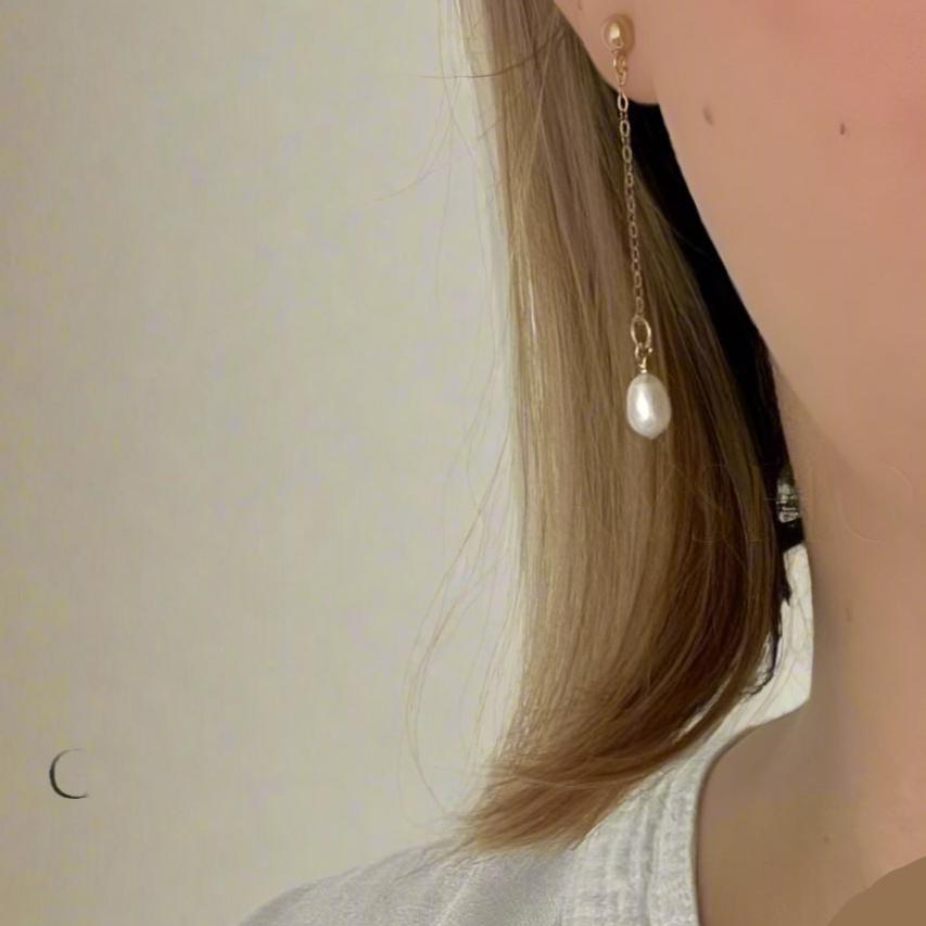 Real Freshwater Pearl Drop Earrings in Gold