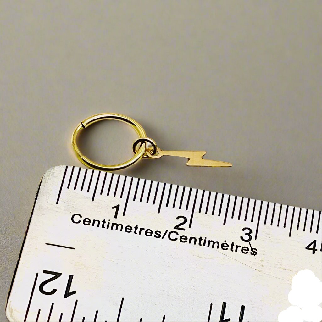 14 K Gold filled Mini Lightning Bolt and hoop earrings| Tiny Dangle Hoops - sjewellery|sara jewellery shop toronto