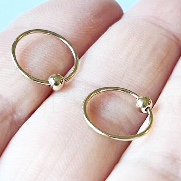 14Gold filled hoops ball earrings