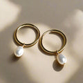 14k Gold  Filled Dainty Hoop Earrings With Freshwater Pearls