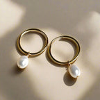 14k Gold  Filled Dainty Hoop Earrings With Freshwater Pearls