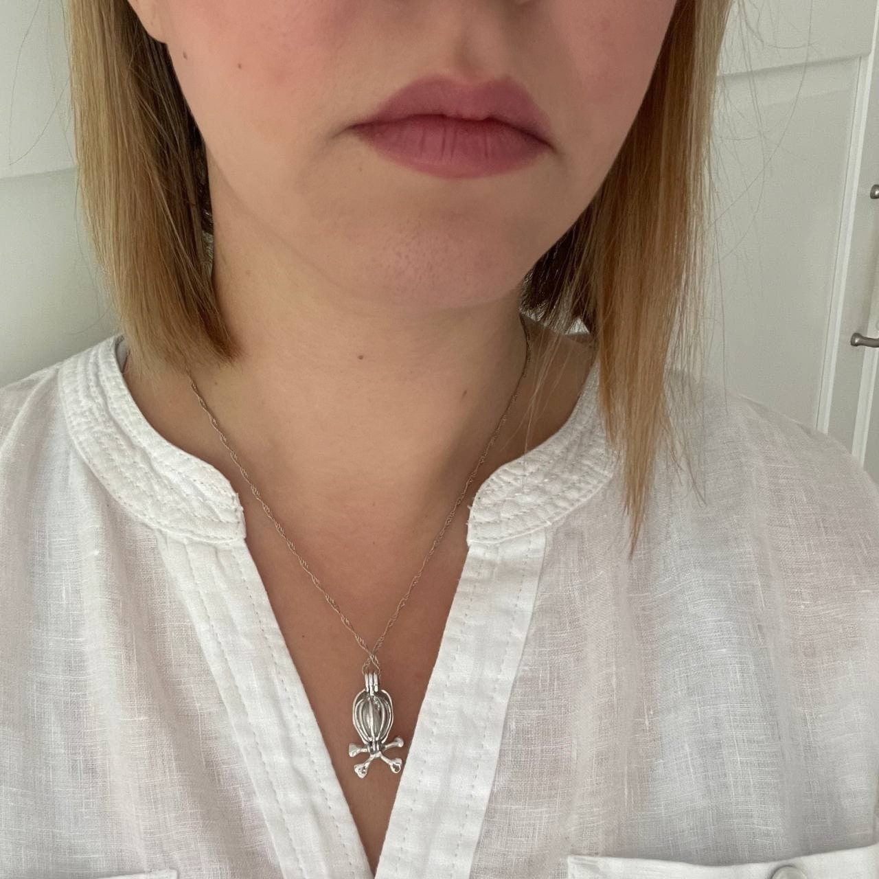 18k Gold  Tarnish Resistant, Skull Necklace With White Gold Plated