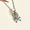 18k Gold  Tarnish Resistant, Skull Necklace With White Gold Plated