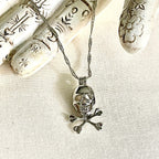 18k Gold  Tarnish Resistant, Skull Necklace With White Gold Plated