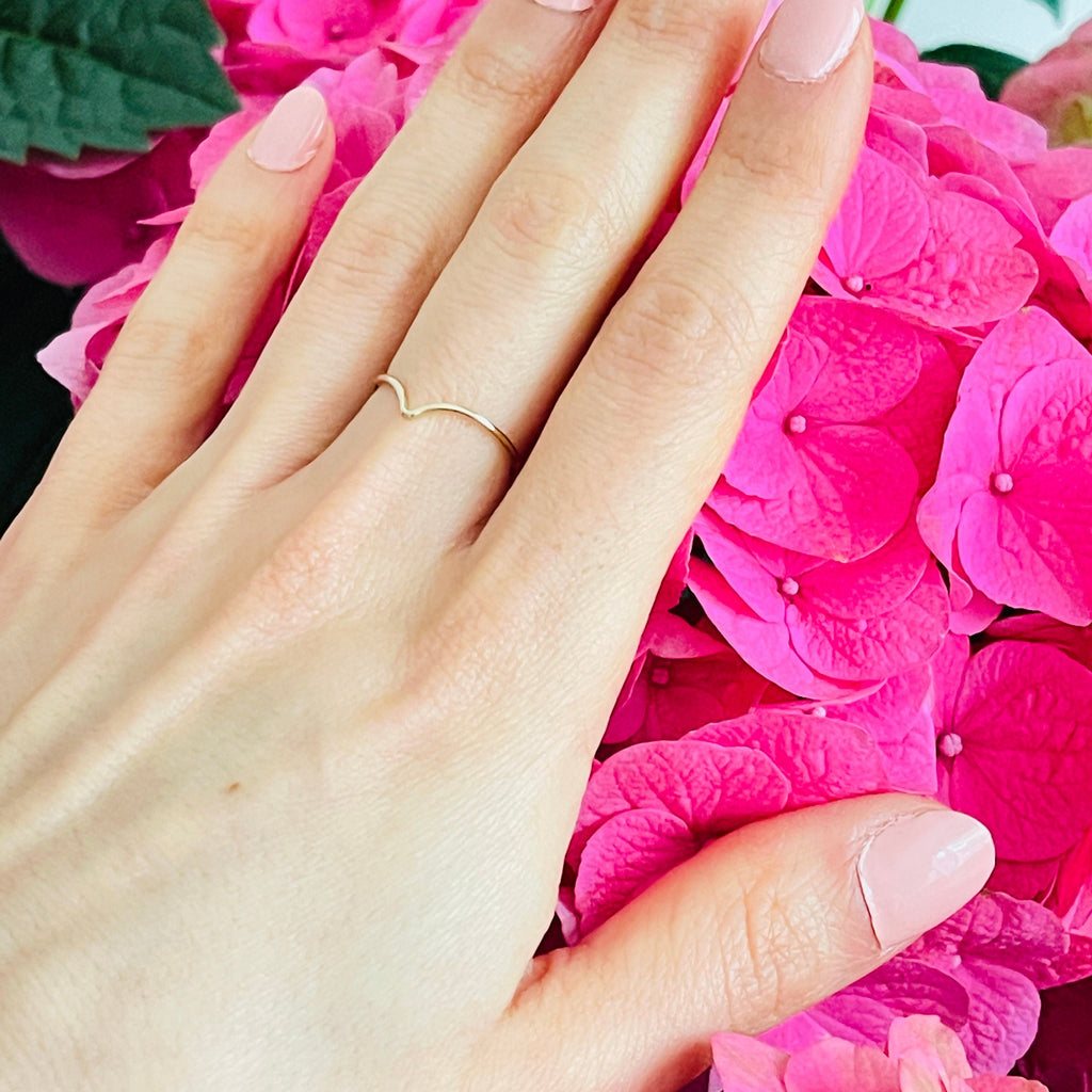 V shaped stacking ring in 14k gold filled