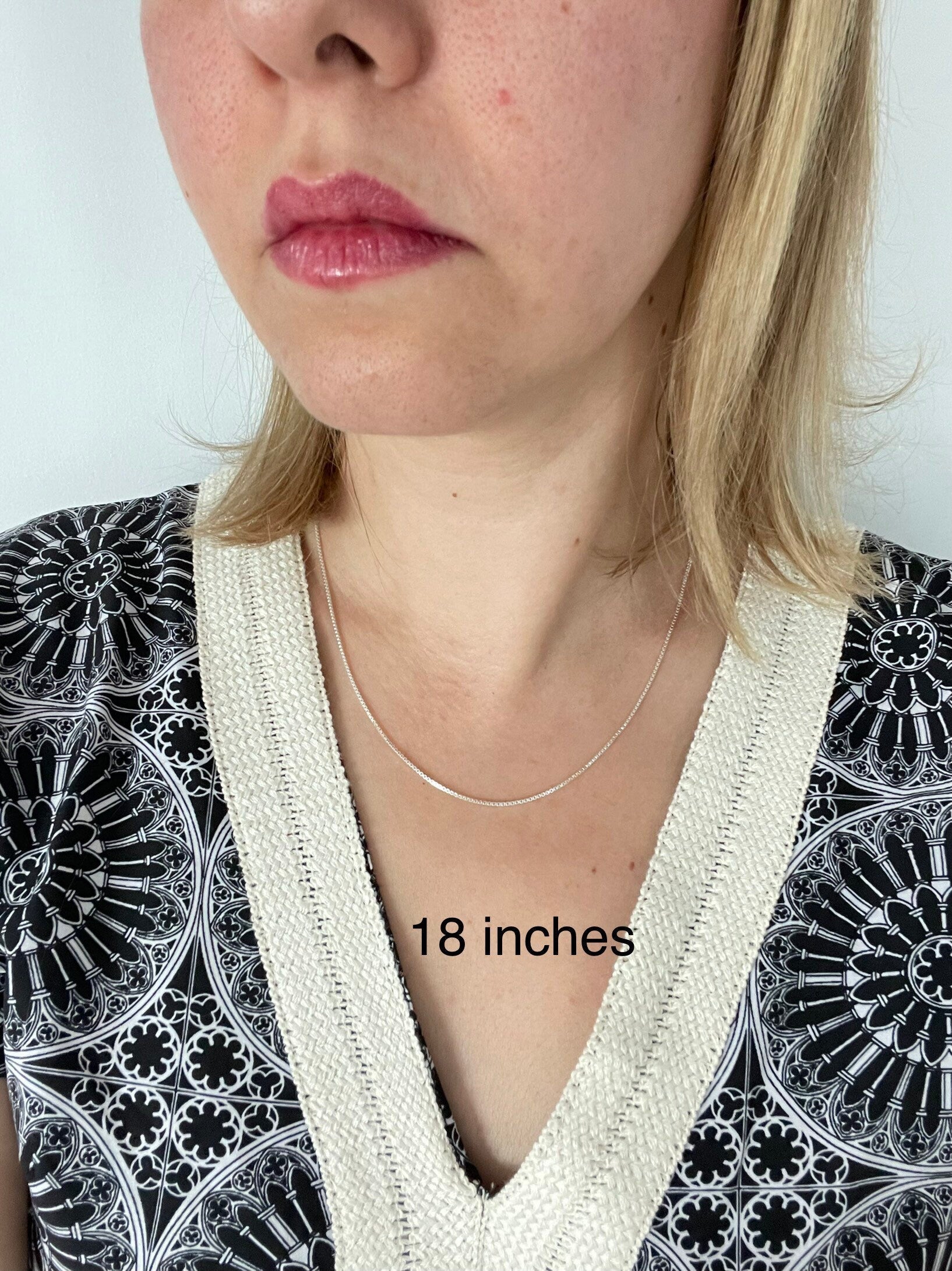 925 Sterling Silver Box Chain Necklace Made in Italy, Silver Chain, Real Silver Chain image2