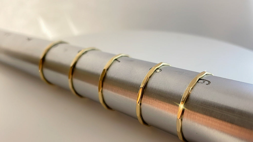 Stackable hammered texture ring in 14k gold filled