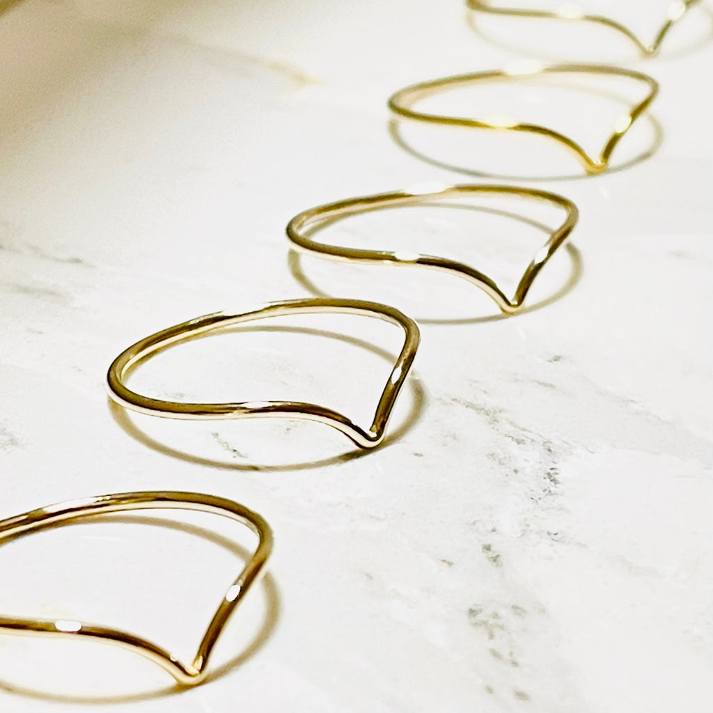 V shaped stacking ring in 14k gold filled